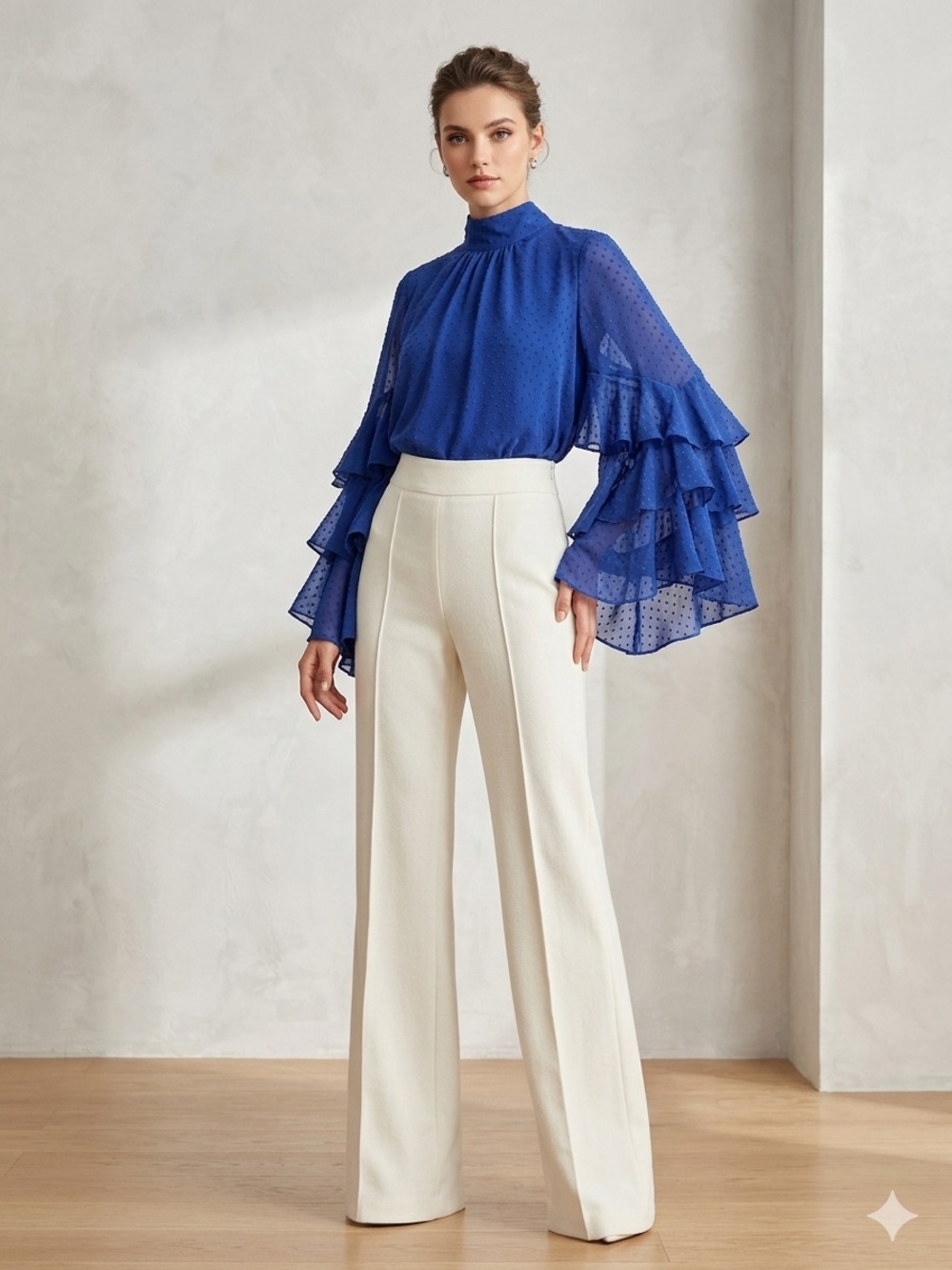 H&M Modern Classic High Waist Slim Ankle Trousers Ivory Pants 4